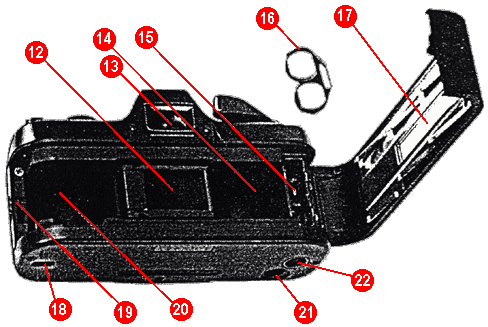 Parts of Pentax 110, rear