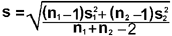 Equation for pooled standard deviation