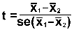 t = difference in means divided by the standard error of the difference